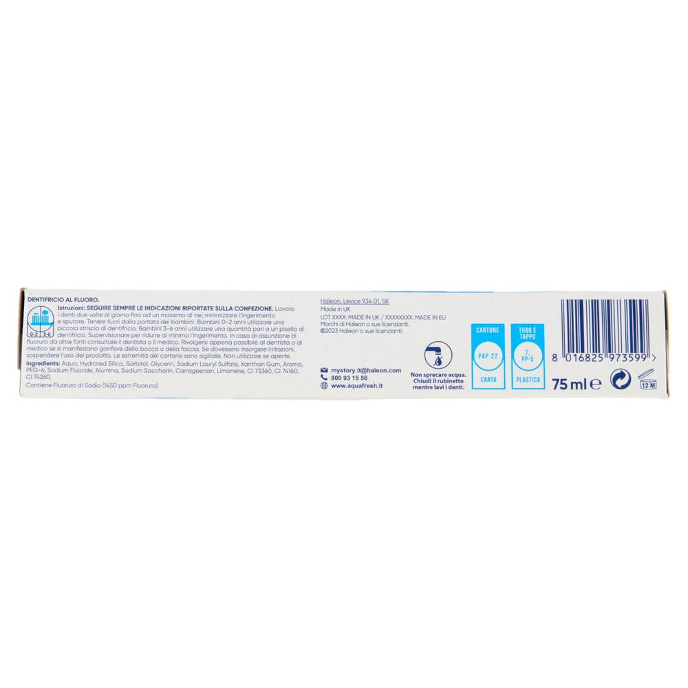 Aquafresh Tripla protezione dentifricio 3 in 1 gusto menta fresca e protezione denti 75 ml